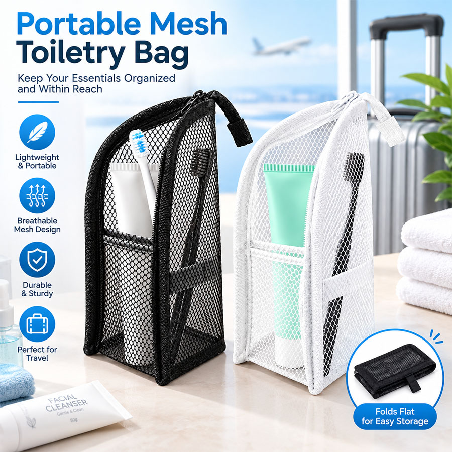 حقيبة أدوات تجميل شبكية محمولة - مراجعة Travel Accessories Organizer Bag وسعره